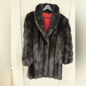 Elegant Blackish Brown Faux Fur Coat